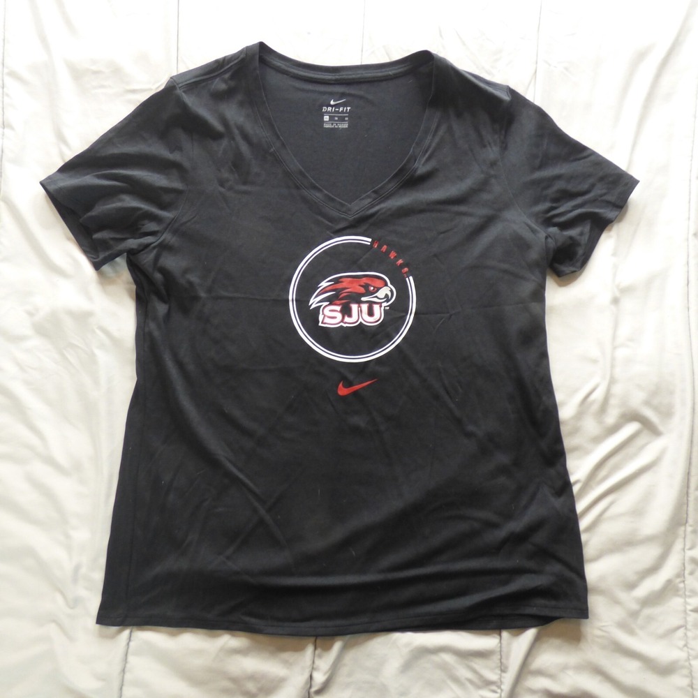 Saint Joseph's Hawks T-Shirt Black XL V-Neck Basketball Nike